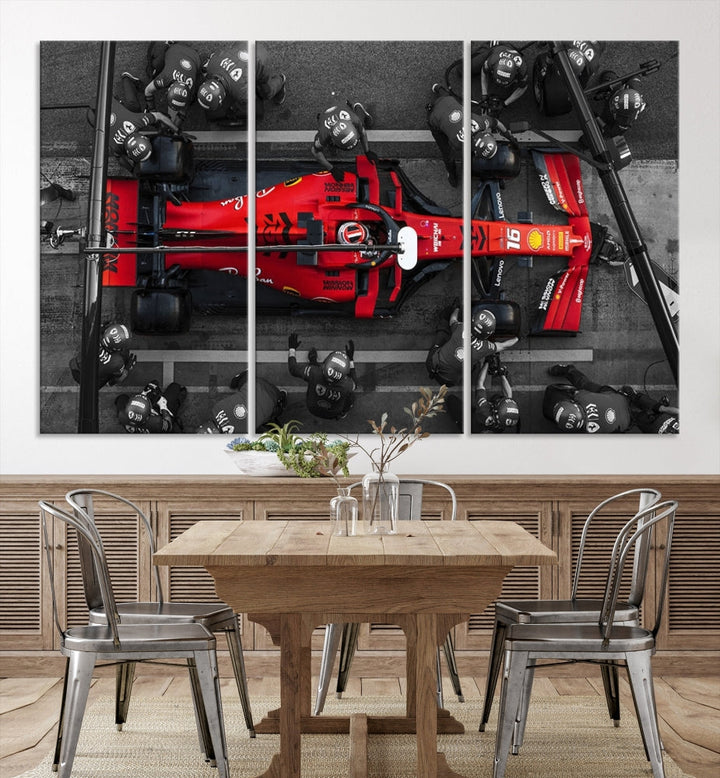 Formula Wall Art Print Car Racing Art F Pit Stop Printed Canvas Wall Decor Framed