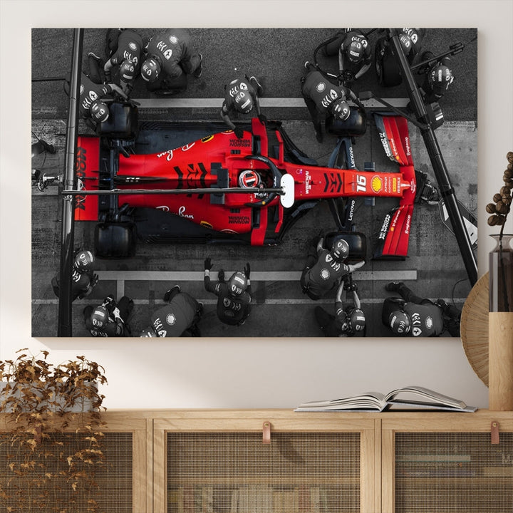 Formula Wall Art Print Car Racing Art F Pit Stop Printed Canvas Wall Decor Framed