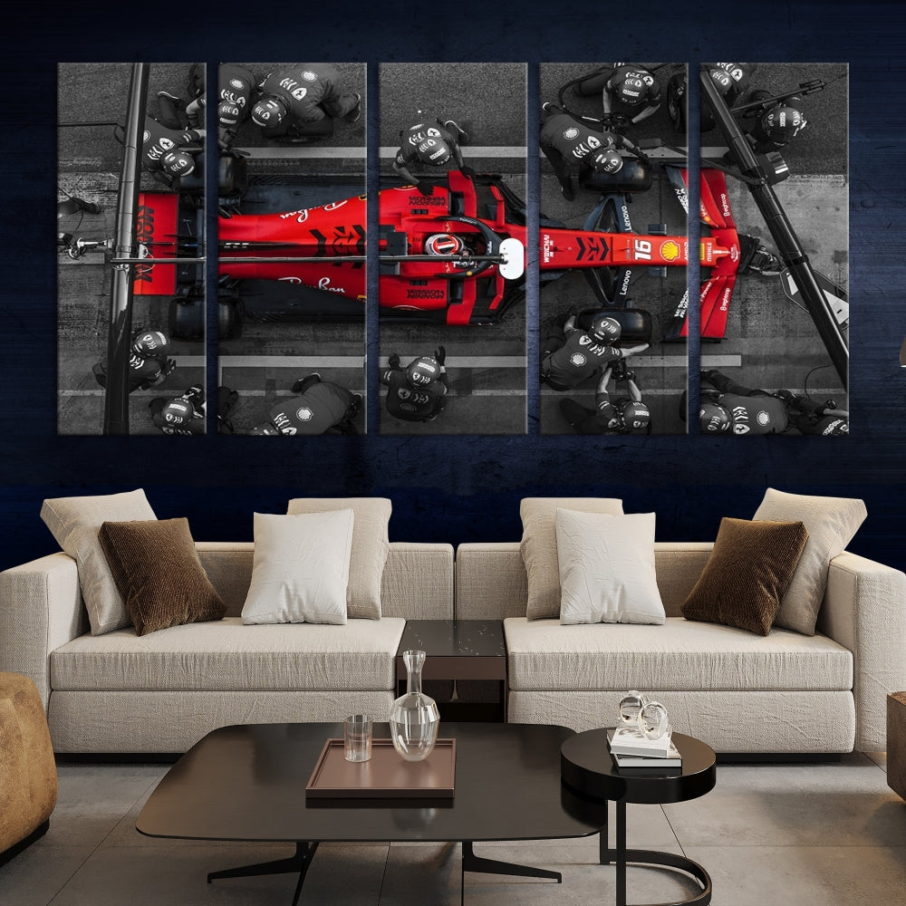 Formula Wall Art Print Car Racing Art F Pit Stop Printed Canvas Wall Decor Framed