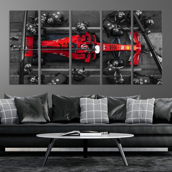 Formula Wall Art Print Car Racing Art F Pit Stop Printed Canvas Wall Decor Framed