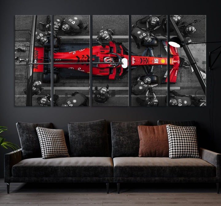 Formula Wall Art Print Car Racing Art F Pit Stop Printed Canvas Wall Decor Framed