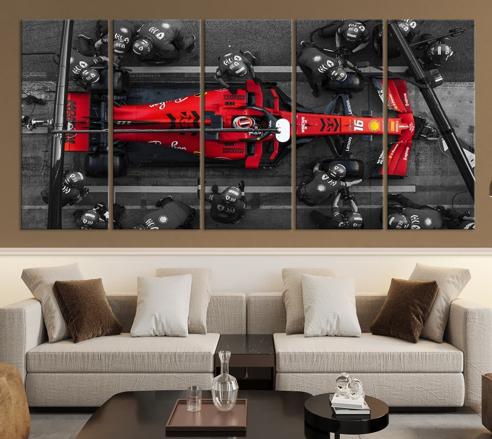 Formula Wall Art Print Car Racing Art F Pit Stop Printed Canvas Wall Decor Framed