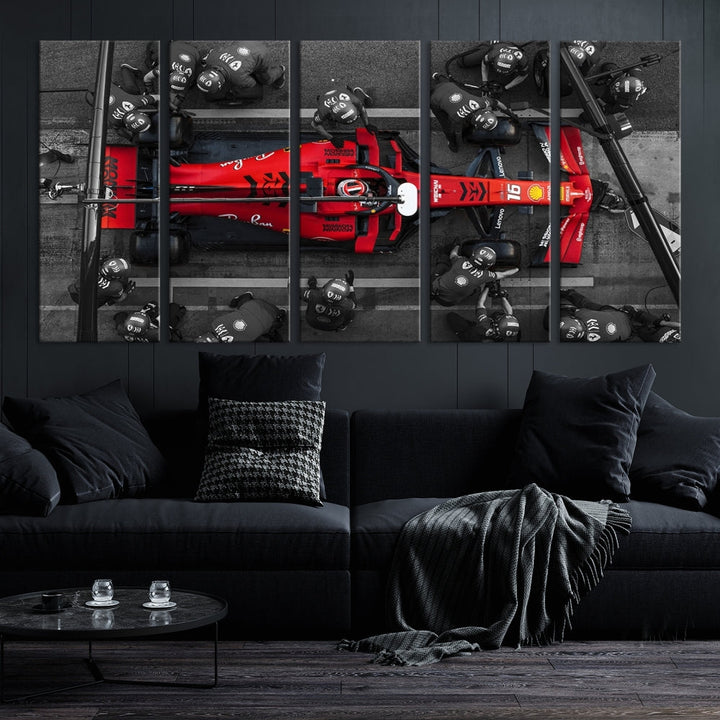 Formula Wall Art Print Car Racing Art F Pit Stop Printed Canvas Wall Decor Framed