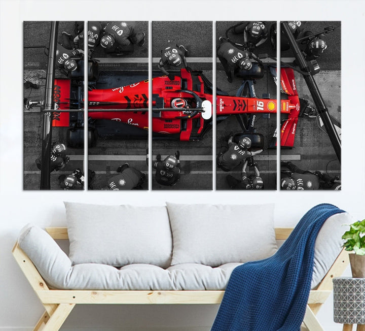 Formula Wall Art Print Car Racing Art F Pit Stop Printed Canvas Wall Decor Framed