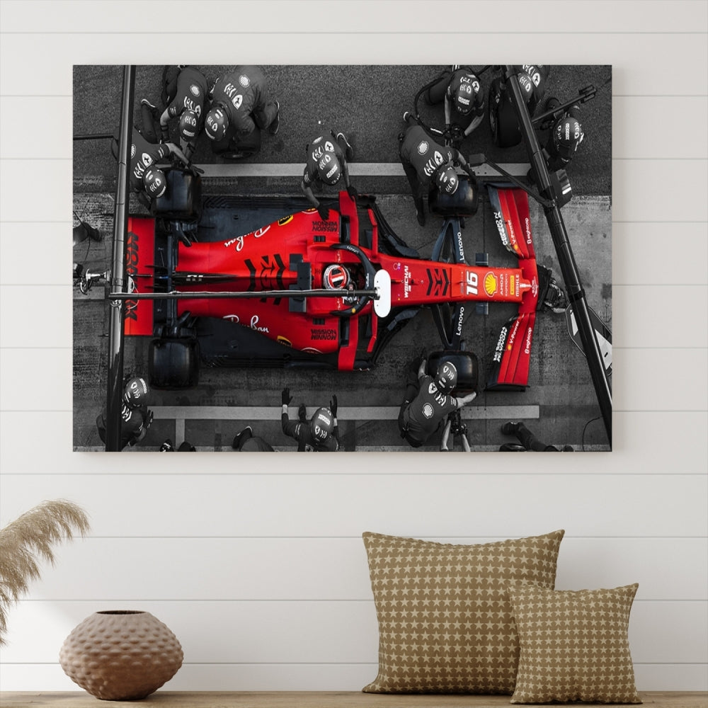 Formula Wall Art Print Car Racing Art F Pit Stop Printed Canvas Wall Decor Framed