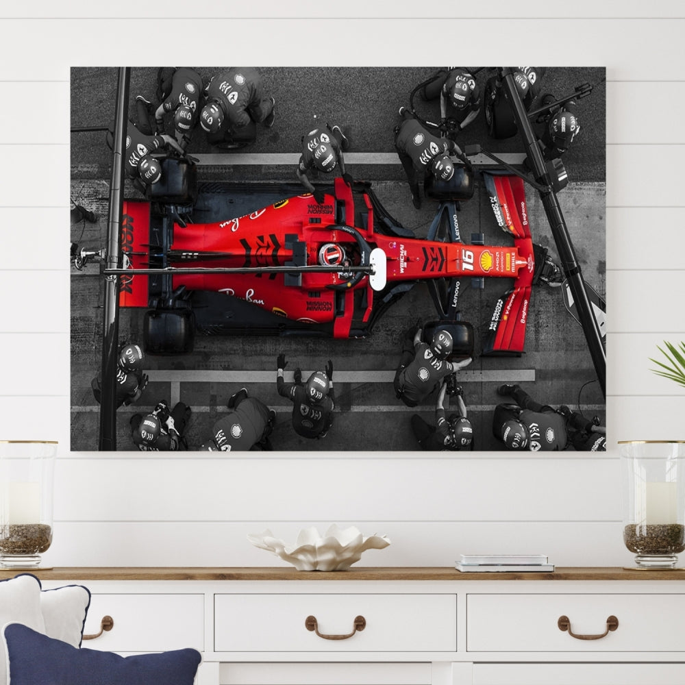 Formula Wall Art Print Car Racing Art F Pit Stop Printed Canvas Wall Decor Framed