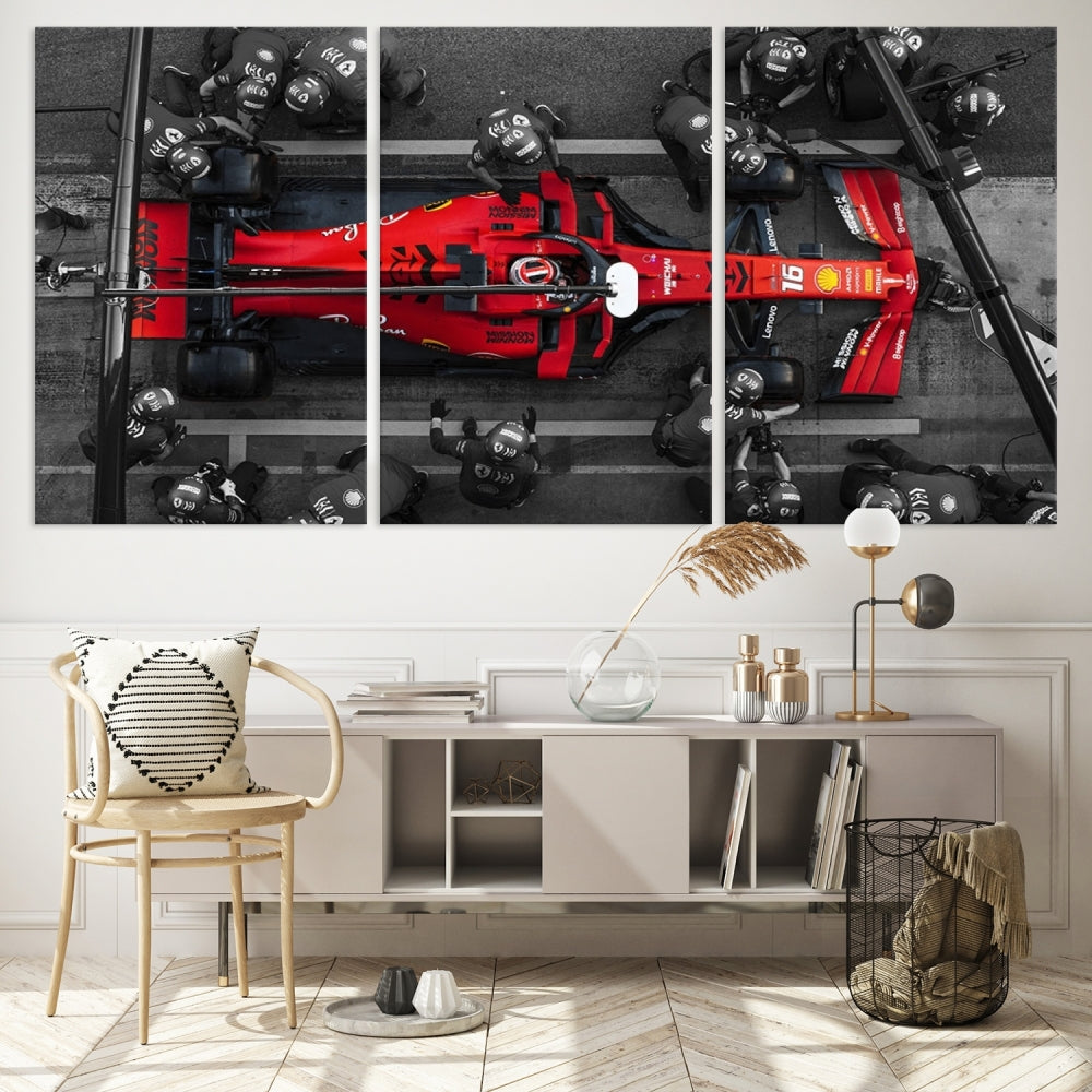 Formula Wall Art Print Car Racing Art F Pit Stop Printed Canvas Wall Decor Framed