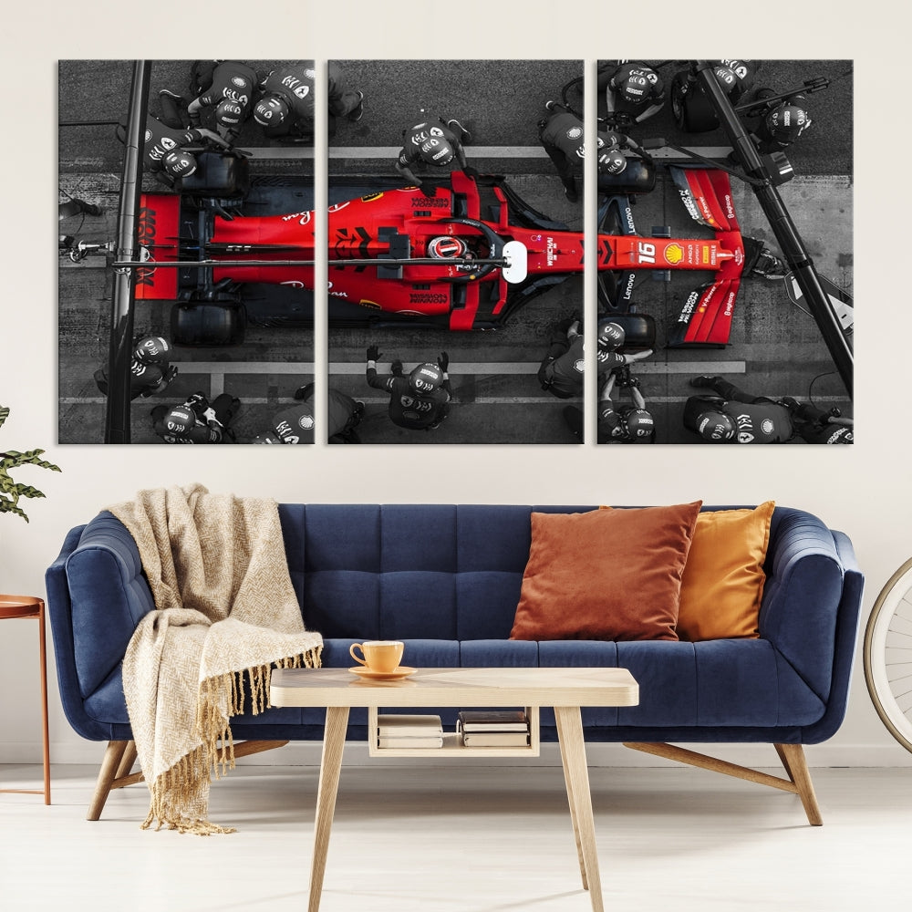 Formula Wall Art Print Car Racing Art F Pit Stop Printed Canvas Wall Decor Framed