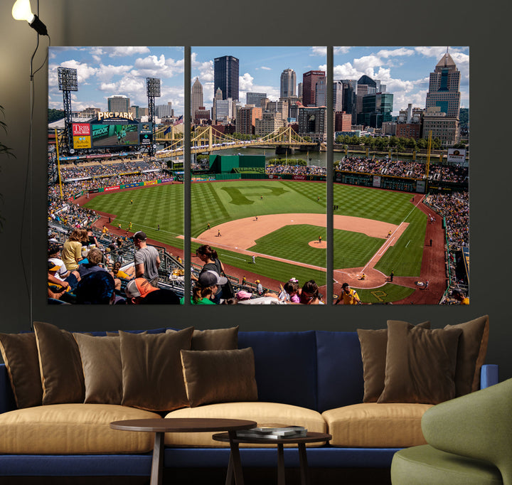 PNC Park Pittsburgh Pirates Baseball Stadium Wall Art Canvas Print, Sports Room Decor Wall Art Print, Sports Grill Bar Wall Art Print