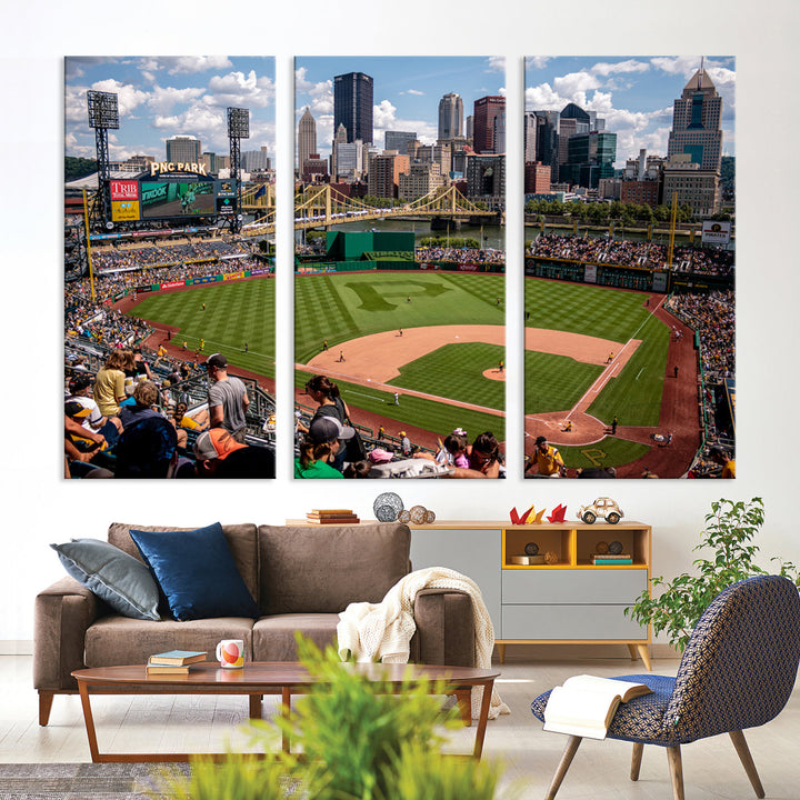 PNC Park Pittsburgh Pirates Baseball Stadium Wall Art Canvas Print, Sports Room Decor Wall Art Print, Sports Grill Bar Wall Art Print