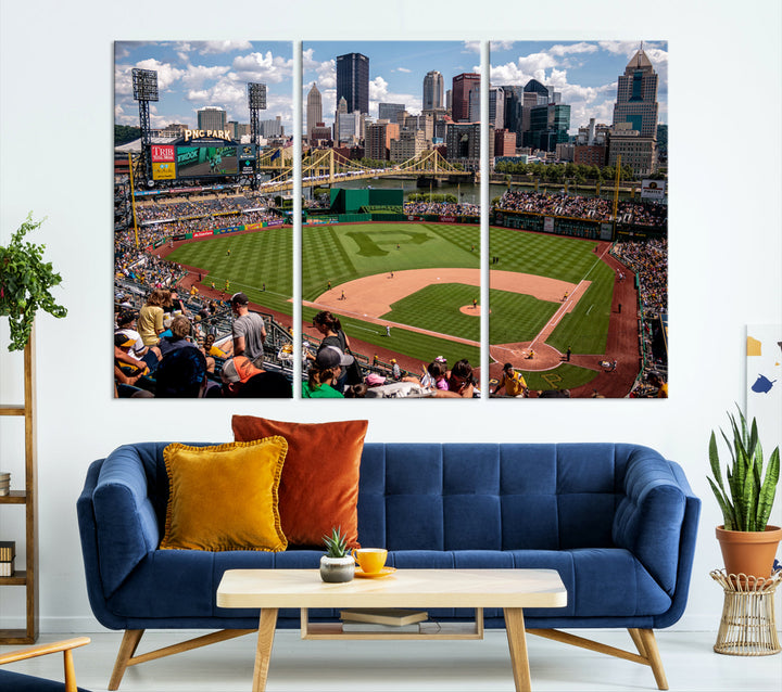 PNC Park Pittsburgh Pirates Baseball Stadium Wall Art Canvas Print, Sports Room Decor Wall Art Print, Sports Grill Bar Wall Art Print