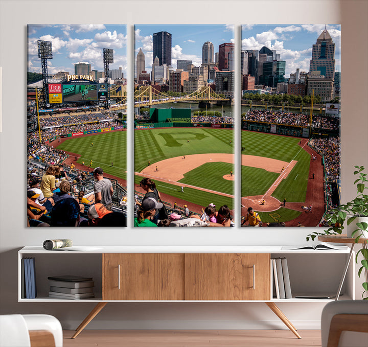 PNC Park Pittsburgh Pirates Baseball Stadium Wall Art Canvas Print, Sports Room Decor Wall Art Print, Sports Grill Bar Wall Art Print