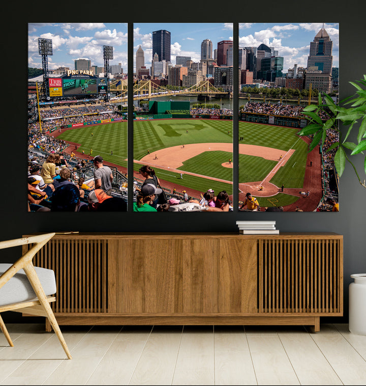 PNC Park Pittsburgh Pirates Baseball Stadium Wall Art Canvas Print, Sports Room Decor Wall Art Print, Sports Grill Bar Wall Art Print