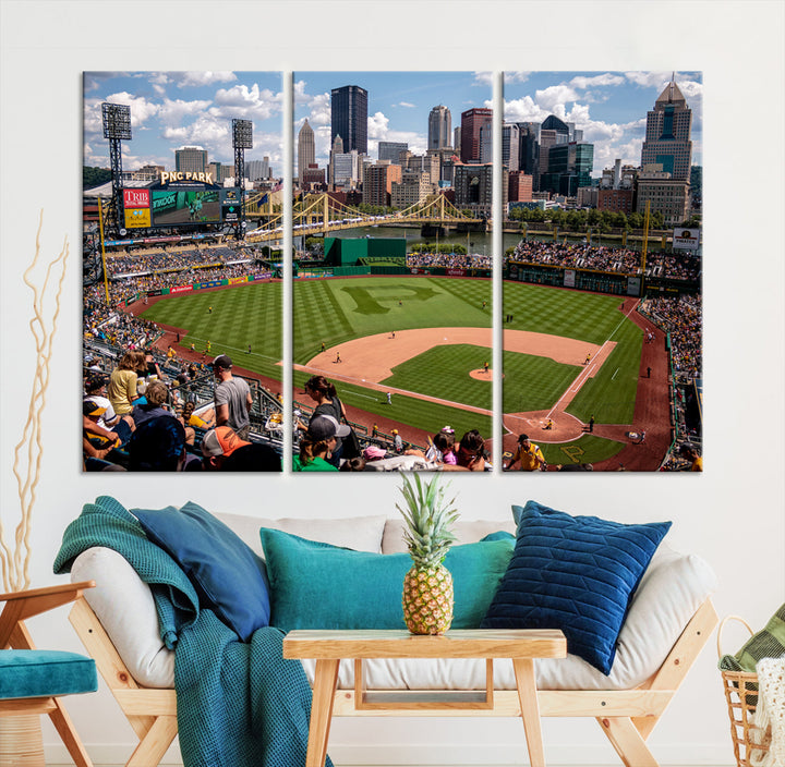 PNC Park Pittsburgh Pirates Baseball Stadium Wall Art Canvas Print, Sports Room Decor Wall Art Print, Sports Grill Bar Wall Art Print