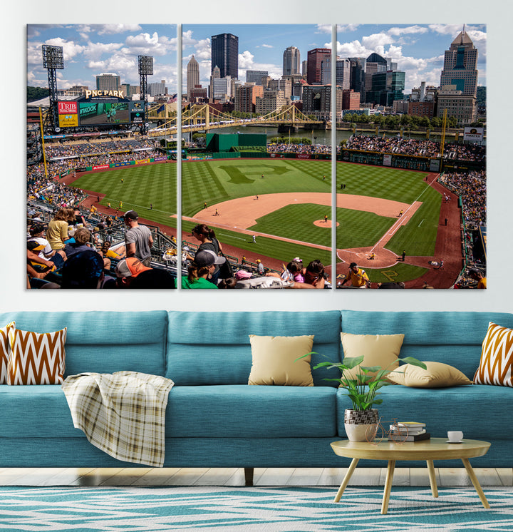 PNC Park Pittsburgh Pirates Baseball Stadium Wall Art Canvas Print, Sports Room Decor Wall Art Print, Sports Grill Bar Wall Art Print