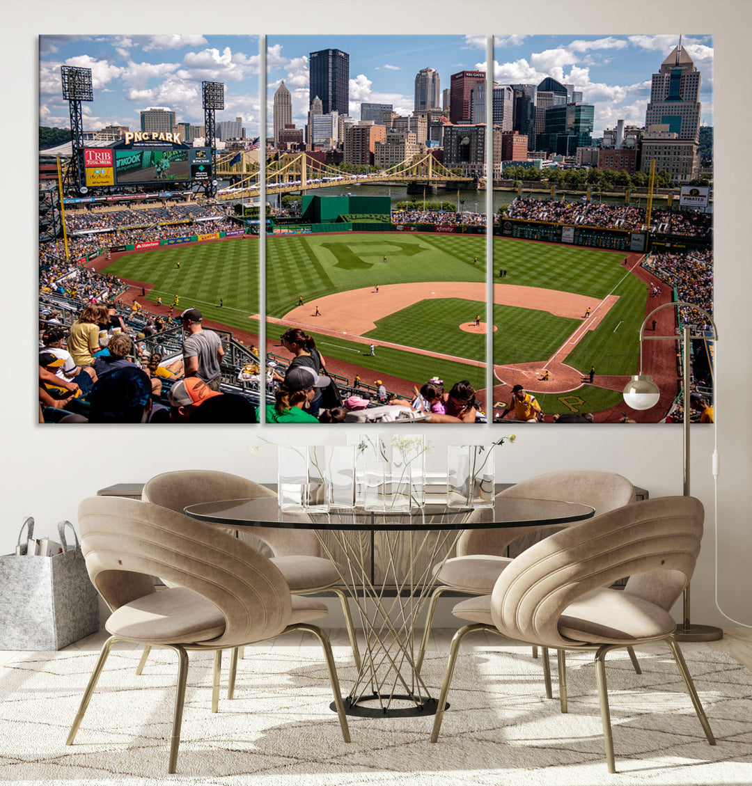 PNC Park Pittsburgh Pirates Baseball Stadium Wall Art Canvas Print, Sports Room Decor Wall Art Print, Sports Grill Bar Wall Art Print