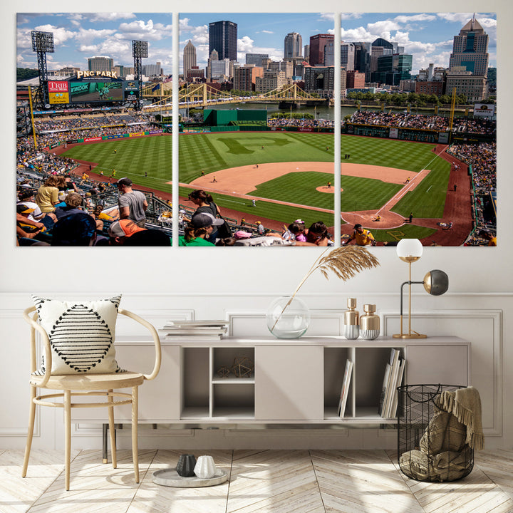 PNC Park Pittsburgh Pirates Baseball Stadium Wall Art Canvas Print, Sports Room Decor Wall Art Print, Sports Grill Bar Wall Art Print