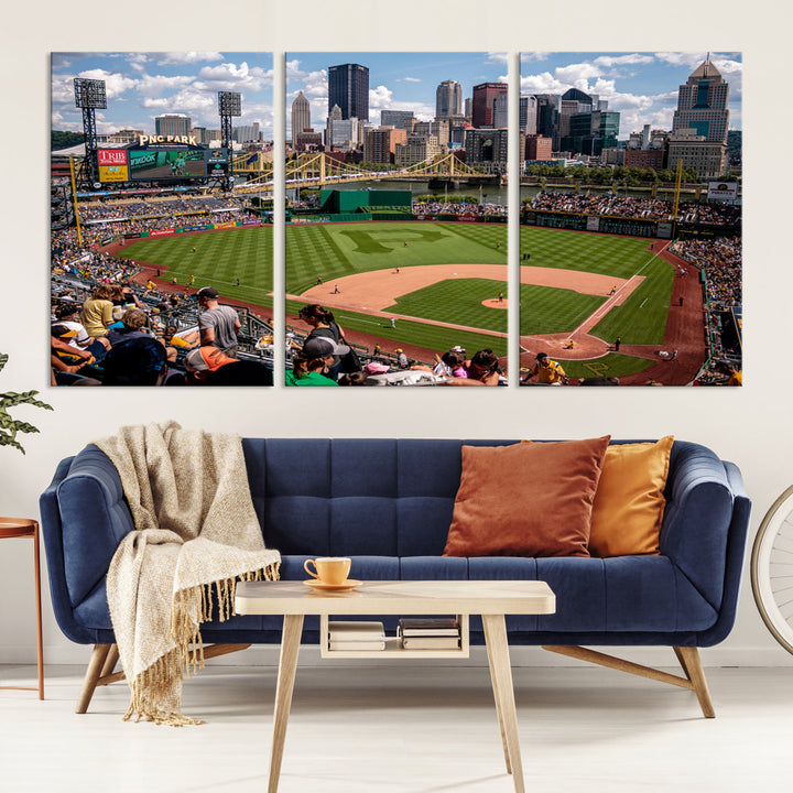 PNC Park Pittsburgh Pirates Baseball Stadium Wall Art Canvas Print, Sports Room Decor Wall Art Print, Sports Grill Bar Wall Art Print