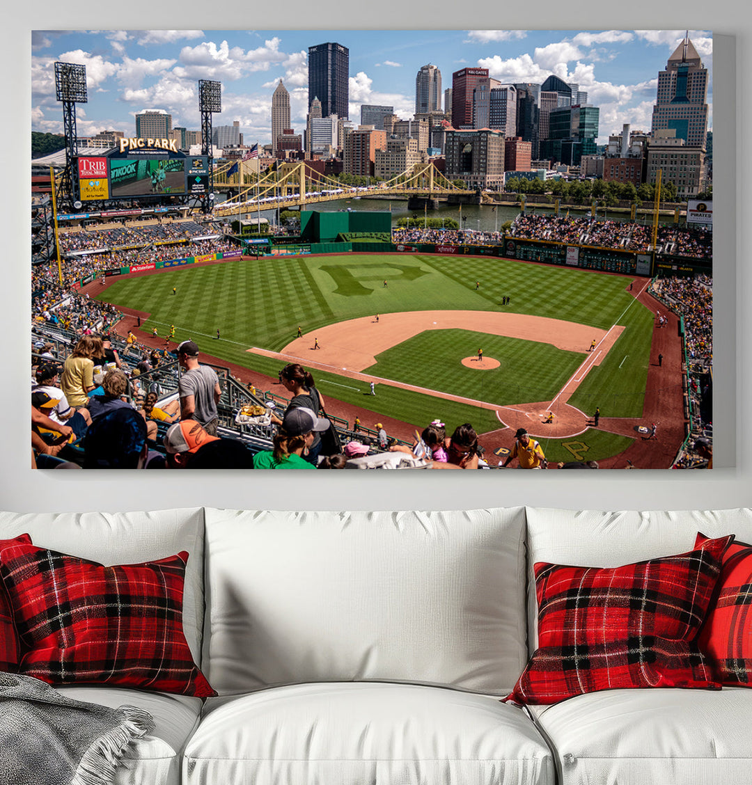 PNC Park Pittsburgh Pirates Baseball Stadium Wall Art Canvas Print, Sports Room Decor Wall Art Print, Sports Grill Bar Wall Art Print