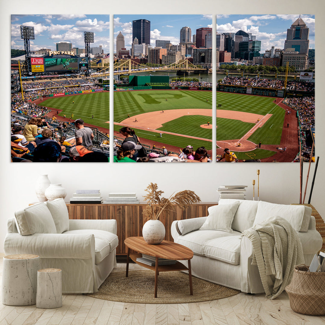 PNC Park Pittsburgh Pirates Baseball Stadium Wall Art Canvas Print, Sports Room Decor Wall Art Print, Sports Grill Bar Wall Art Print