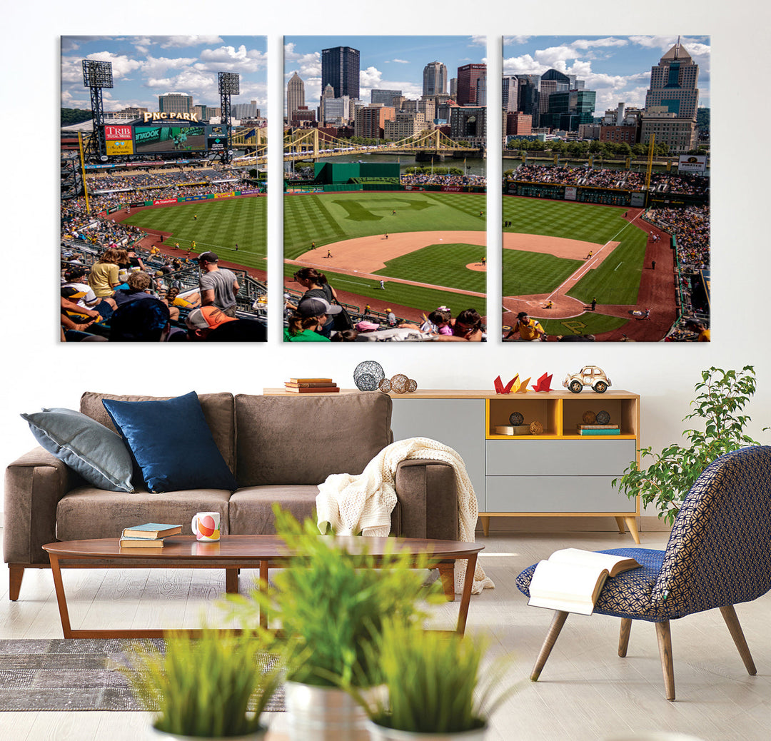 PNC Park Pittsburgh Pirates Baseball Stadium Wall Art Canvas Print, Sports Room Decor Wall Art Print, Sports Grill Bar Wall Art Print