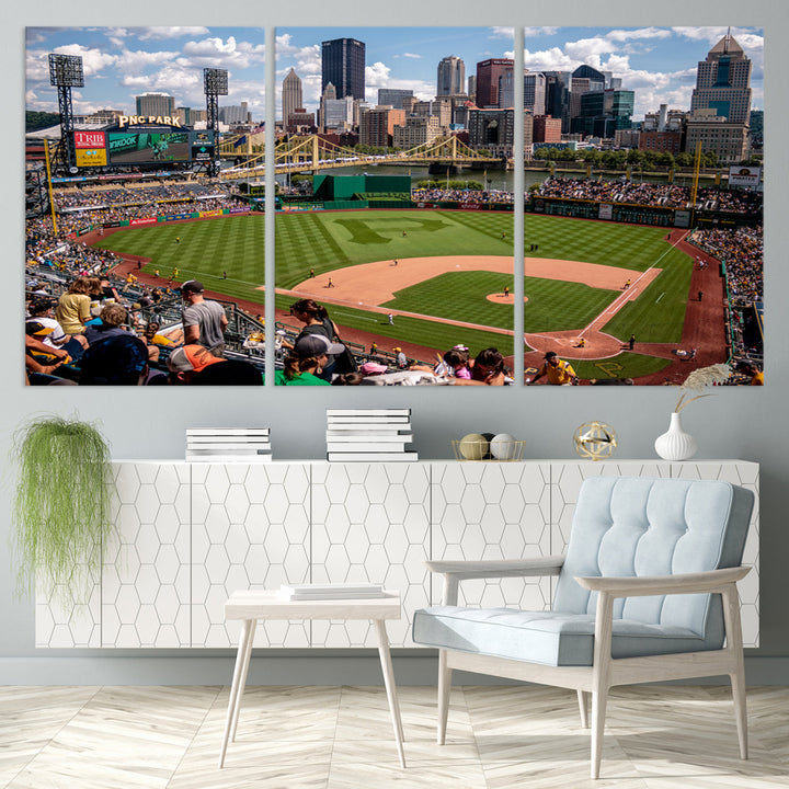 PNC Park Pittsburgh Pirates Baseball Stadium Wall Art Canvas Print, Sports Room Decor Wall Art Print, Sports Grill Bar Wall Art Print