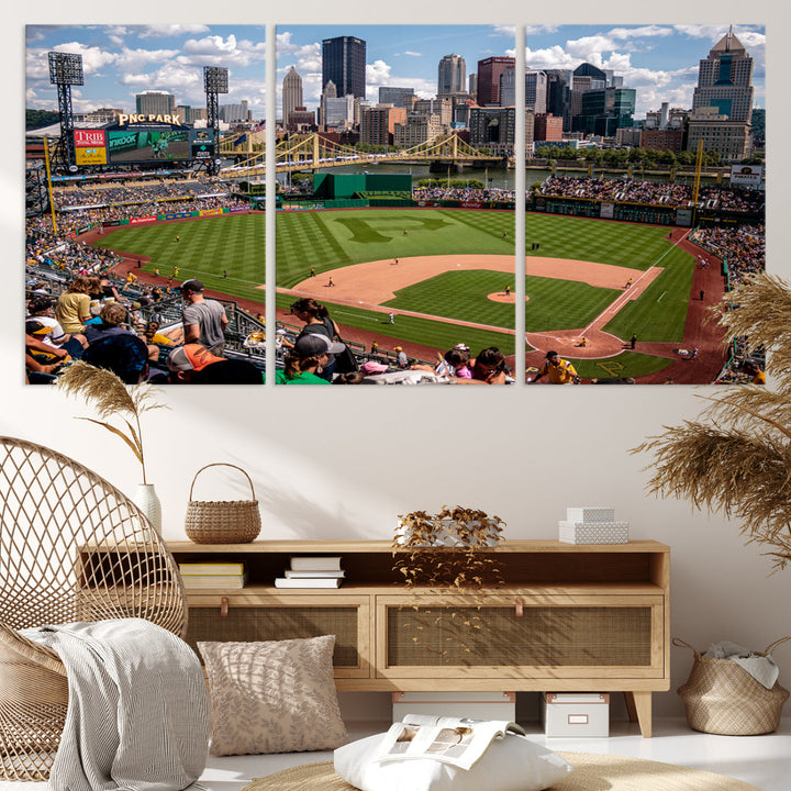 PNC Park Pittsburgh Pirates Baseball Stadium Wall Art Canvas Print, Sports Room Decor Wall Art Print, Sports Grill Bar Wall Art Print