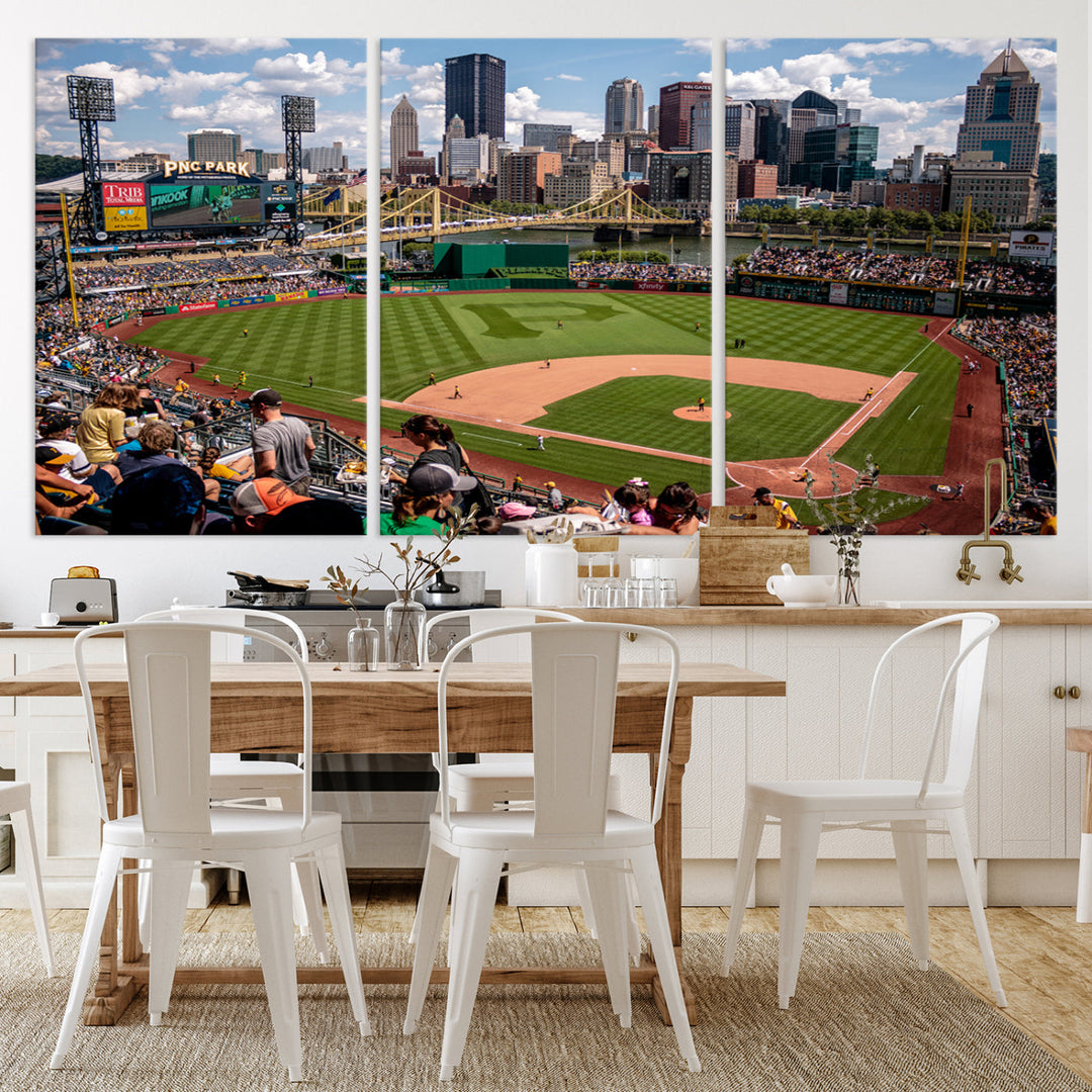 PNC Park Pittsburgh Pirates Baseball Stadium Wall Art Canvas Print, Sports Room Decor Wall Art Print, Sports Grill Bar Wall Art Print