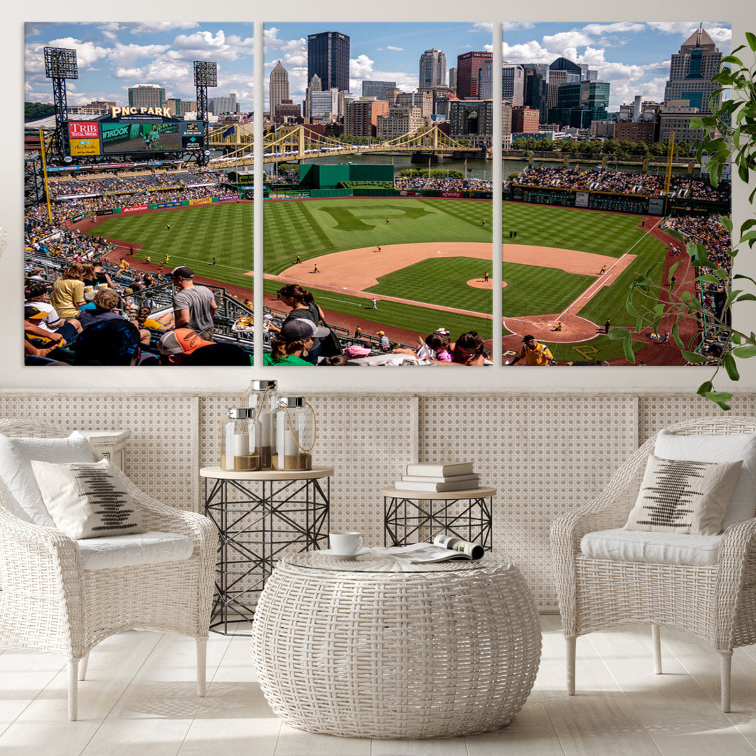 PNC Park Pittsburgh Pirates Baseball Stadium Wall Art Canvas Print, Sports Room Decor Wall Art Print, Sports Grill Bar Wall Art Print