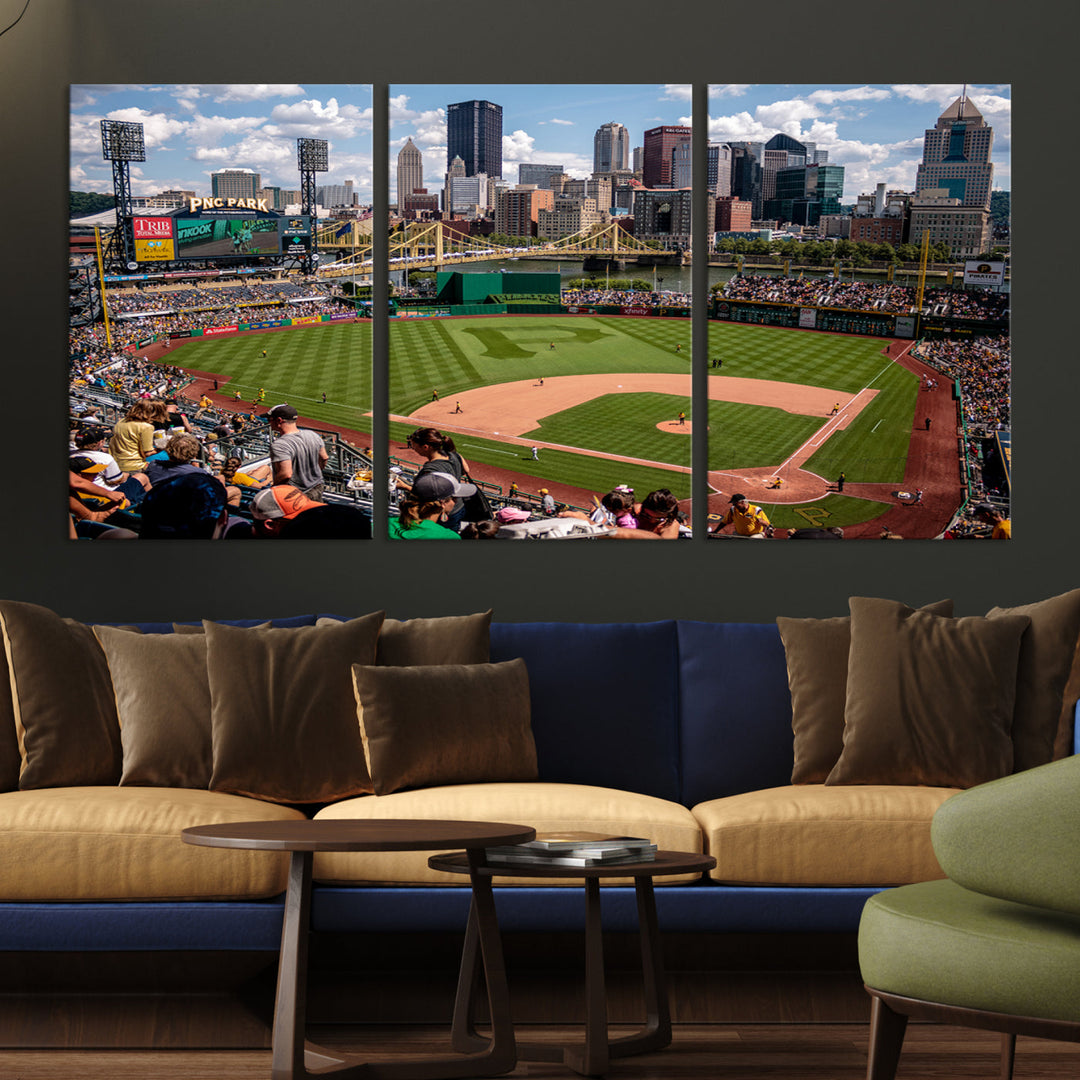 PNC Park Pittsburgh Pirates Baseball Stadium Wall Art Canvas Print, Sports Room Decor Wall Art Print, Sports Grill Bar Wall Art Print