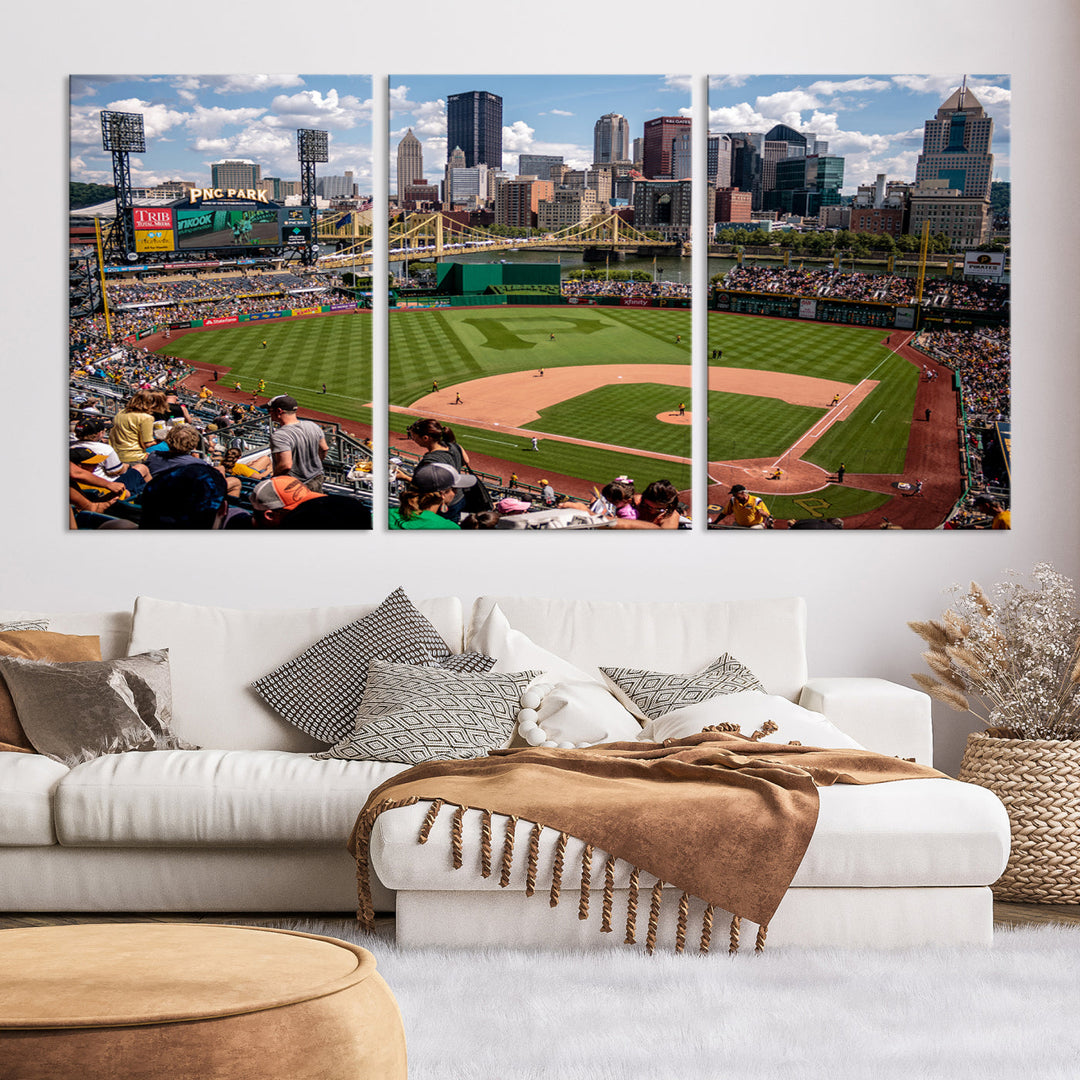 PNC Park Pittsburgh Pirates Baseball Stadium Wall Art Canvas Print, Sports Room Decor Wall Art Print, Sports Grill Bar Wall Art Print