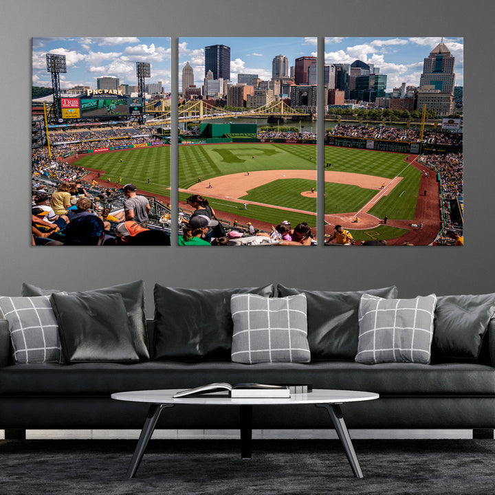 PNC Park Pittsburgh Pirates Baseball Stadium Wall Art Canvas Print, Sports Room Decor Wall Art Print, Sports Grill Bar Wall Art Print