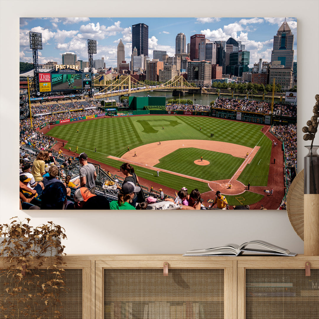 PNC Park Pittsburgh Pirates Baseball Stadium Wall Art Canvas Print, Sports Room Decor Wall Art Print, Sports Grill Bar Wall Art Print