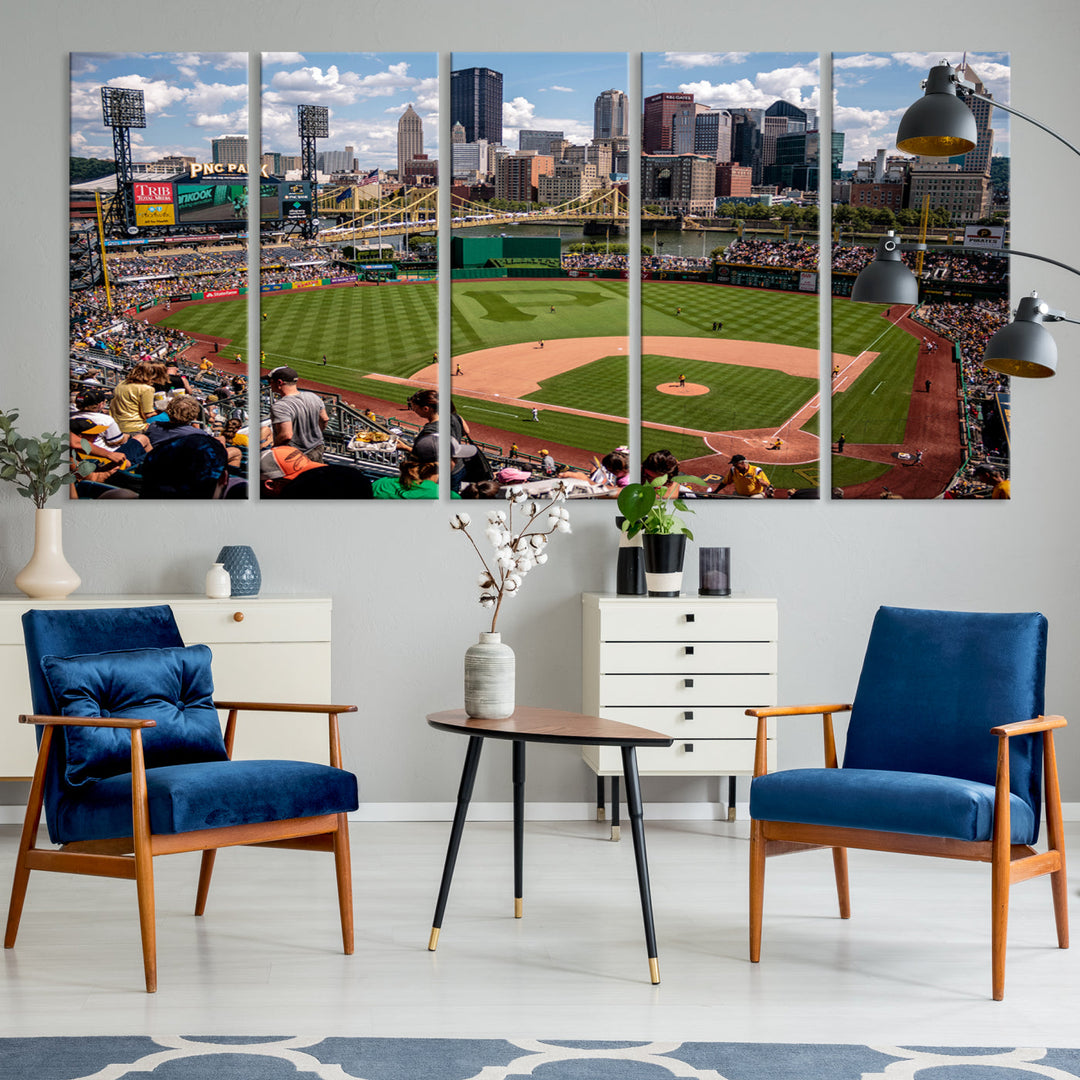 PNC Park Pittsburgh Pirates Baseball Stadium Wall Art Canvas Print, Sports Room Decor Wall Art Print, Sports Grill Bar Wall Art Print