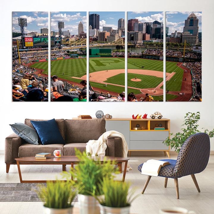 PNC Park Pittsburgh Pirates Baseball Stadium Wall Art Canvas Print, Sports Room Decor Wall Art Print, Sports Grill Bar Wall Art Print