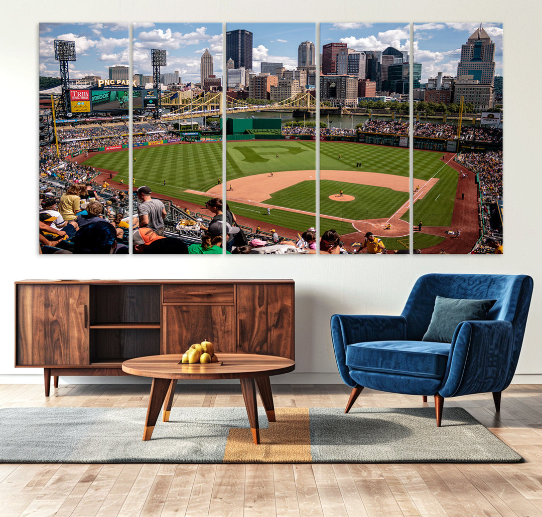 PNC Park Pittsburgh Pirates Baseball Stadium Wall Art Canvas Print, Sports Room Decor Wall Art Print, Sports Grill Bar Wall Art Print