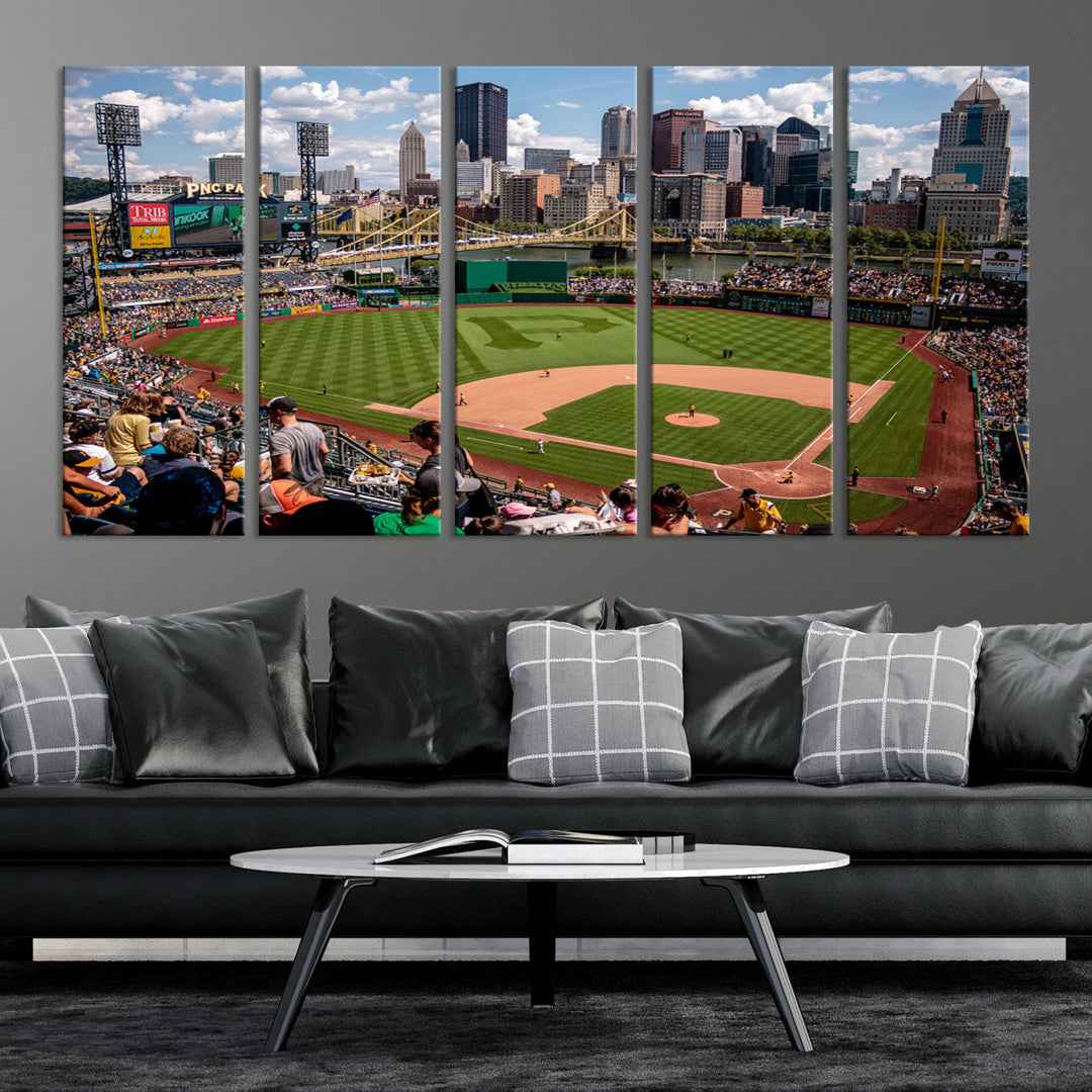 PNC Park Pittsburgh Pirates Baseball Stadium Wall Art Canvas Print, Sports Room Decor Wall Art Print, Sports Grill Bar Wall Art Print