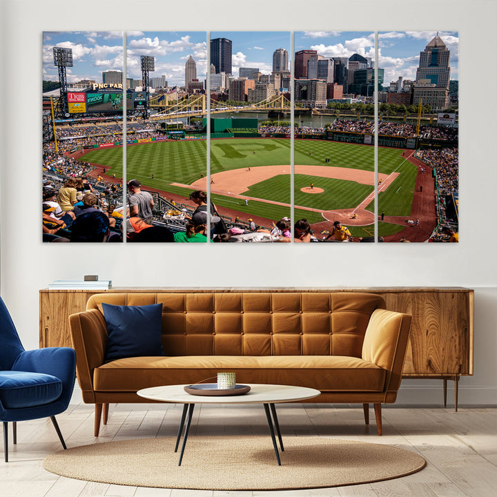 PNC Park Pittsburgh Pirates Baseball Stadium Wall Art Canvas Print, Sports Room Decor Wall Art Print, Sports Grill Bar Wall Art Print