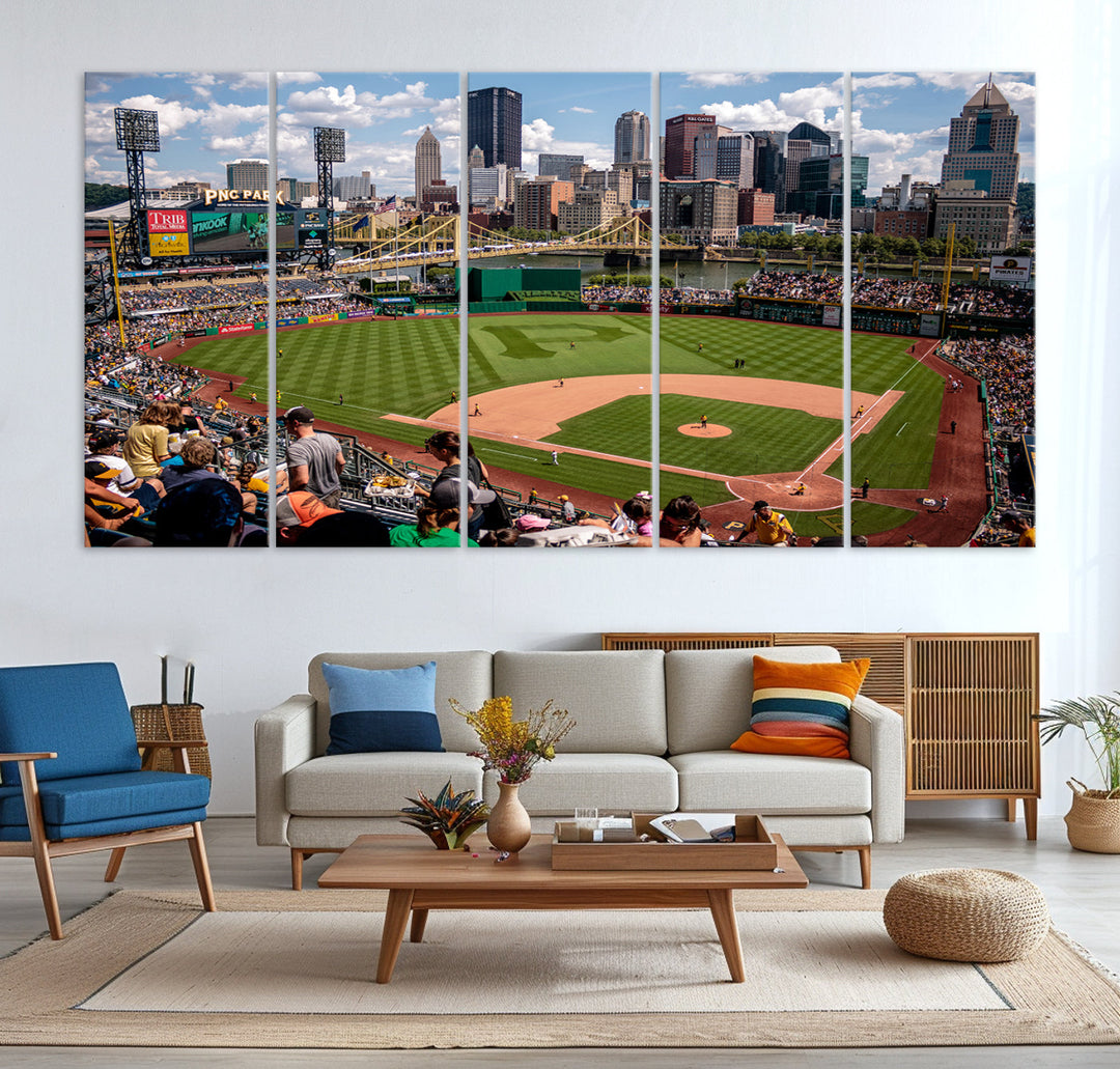 PNC Park Pittsburgh Pirates Baseball Stadium Wall Art Canvas Print, Sports Room Decor Wall Art Print, Sports Grill Bar Wall Art Print