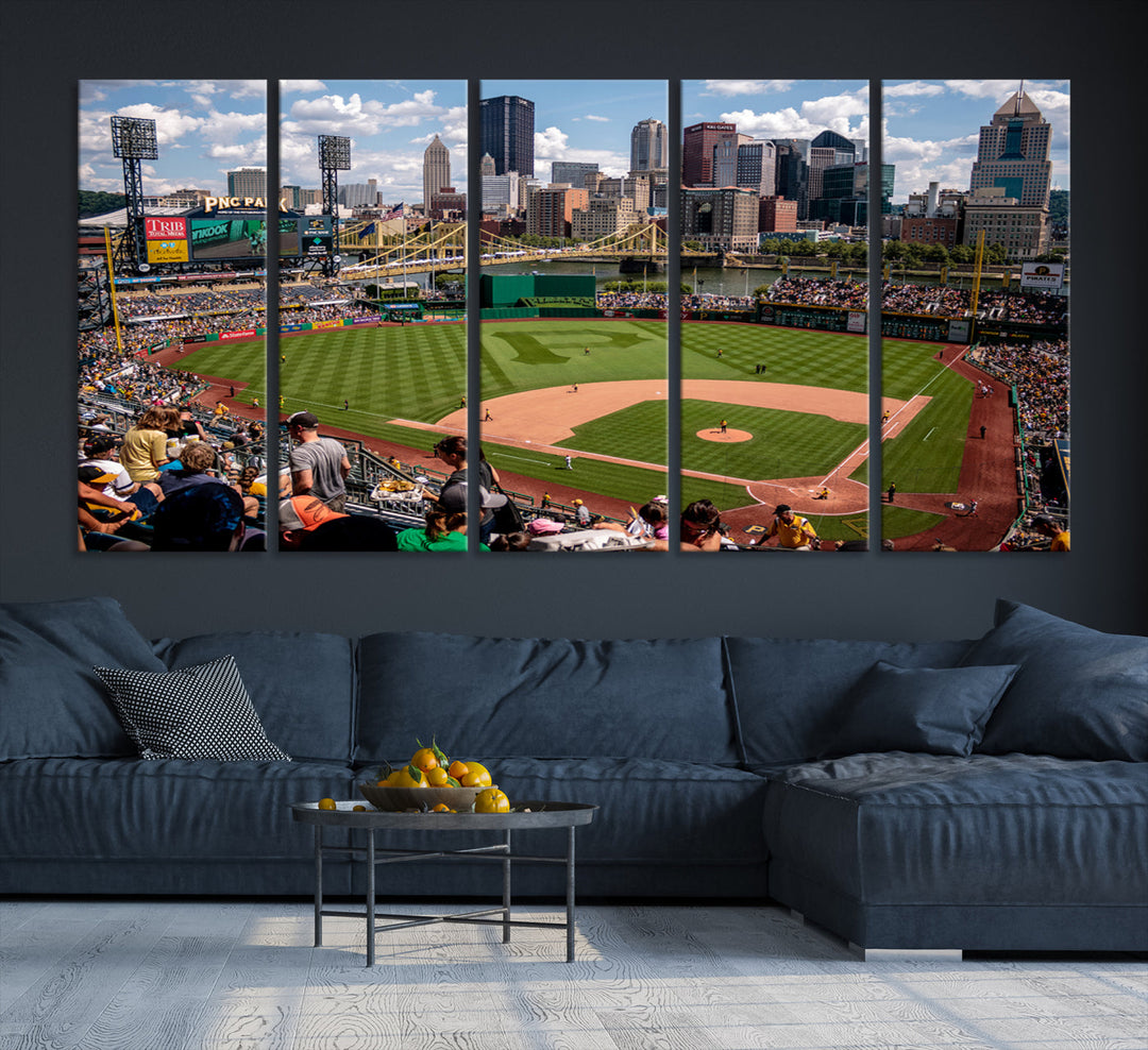 PNC Park Pittsburgh Pirates Baseball Stadium Wall Art Canvas Print, Sports Room Decor Wall Art Print, Sports Grill Bar Wall Art Print