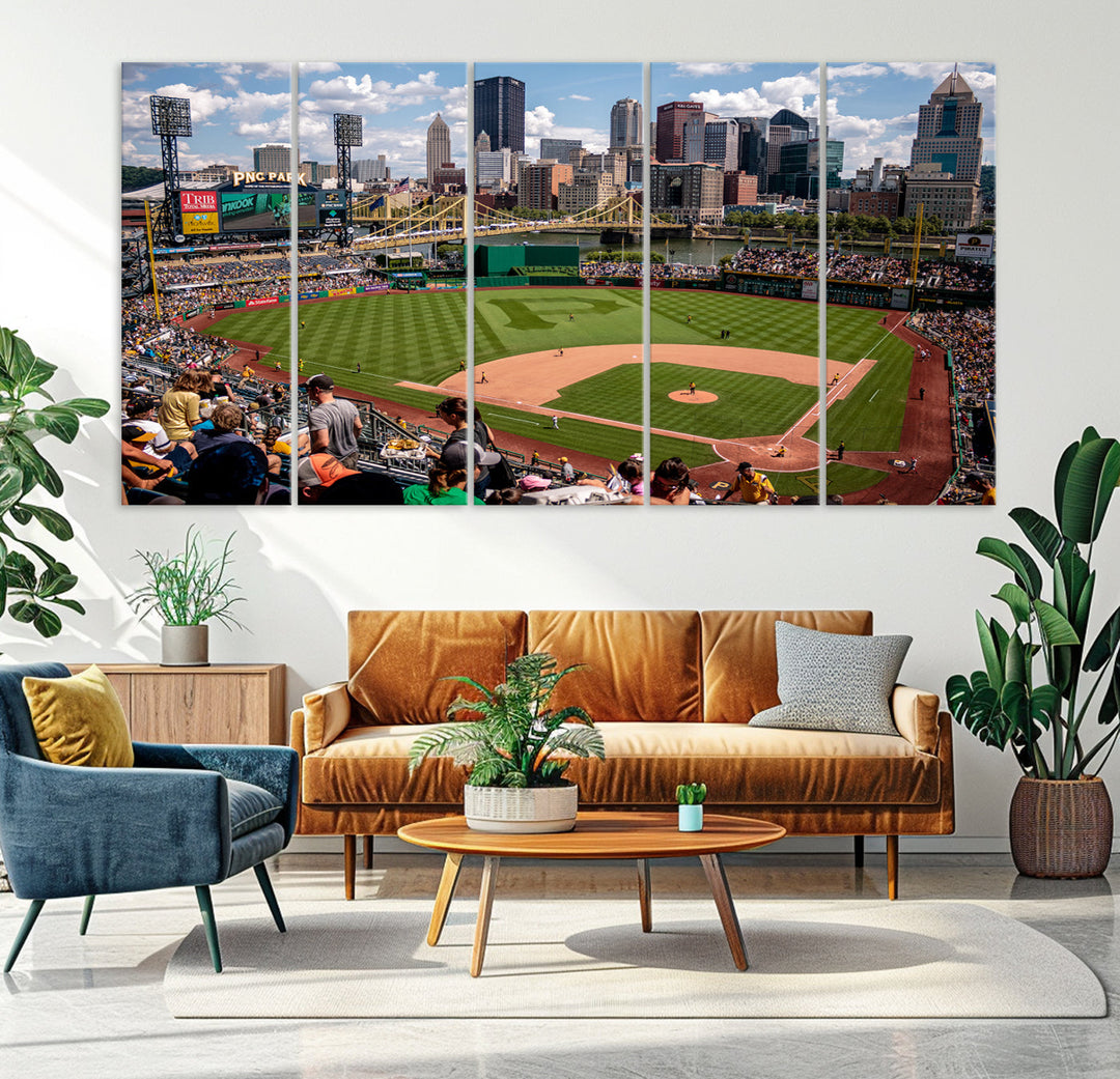 PNC Park Pittsburgh Pirates Baseball Stadium Wall Art Canvas Print, Sports Room Decor Wall Art Print, Sports Grill Bar Wall Art Print