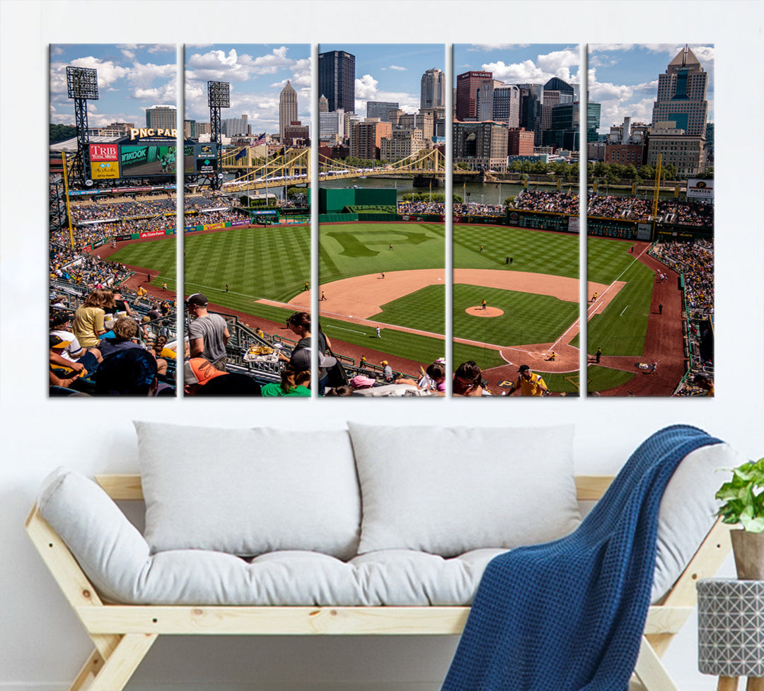 PNC Park Pittsburgh Pirates Baseball Stadium Wall Art Canvas Print, Sports Room Decor Wall Art Print, Sports Grill Bar Wall Art Print