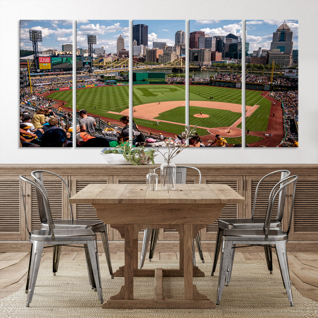 PNC Park Pittsburgh Pirates Baseball Stadium Wall Art Canvas Print, Sports Room Decor Wall Art Print, Sports Grill Bar Wall Art Print