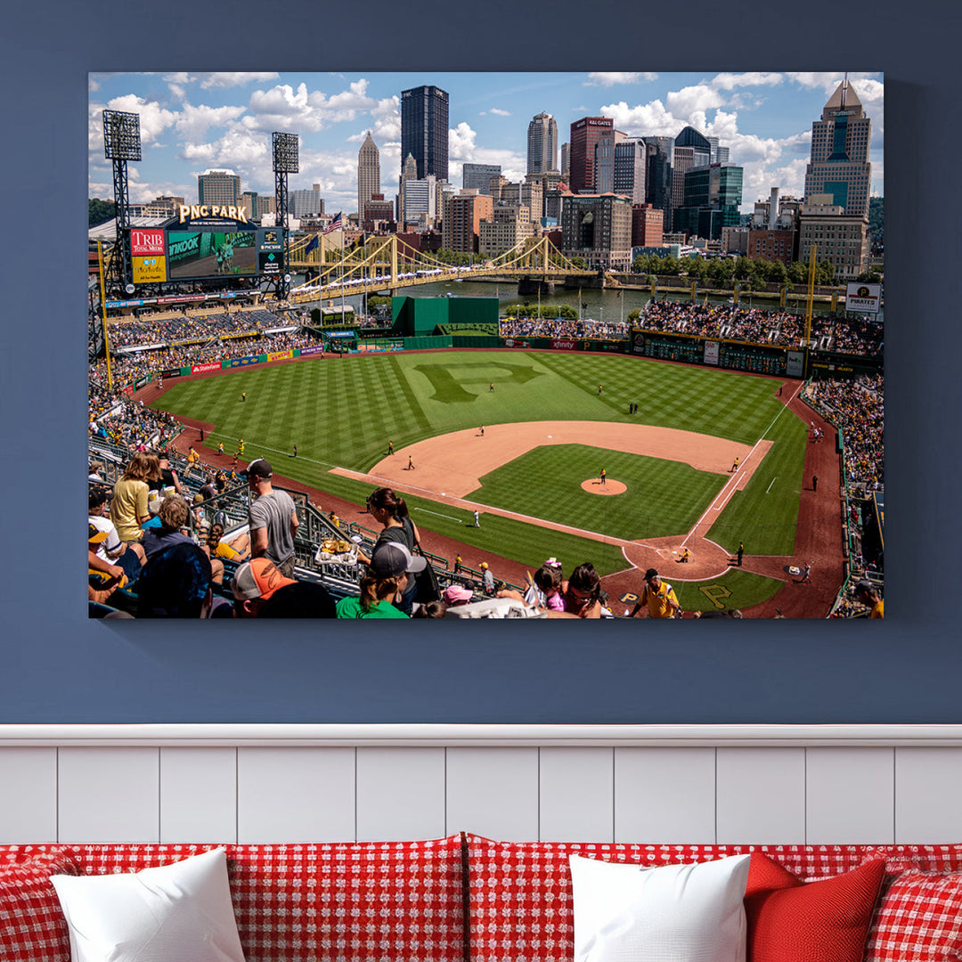 PNC Park Pittsburgh Pirates Baseball Stadium Wall Art Canvas Print, Sports Room Decor Wall Art Print, Sports Grill Bar Wall Art Print