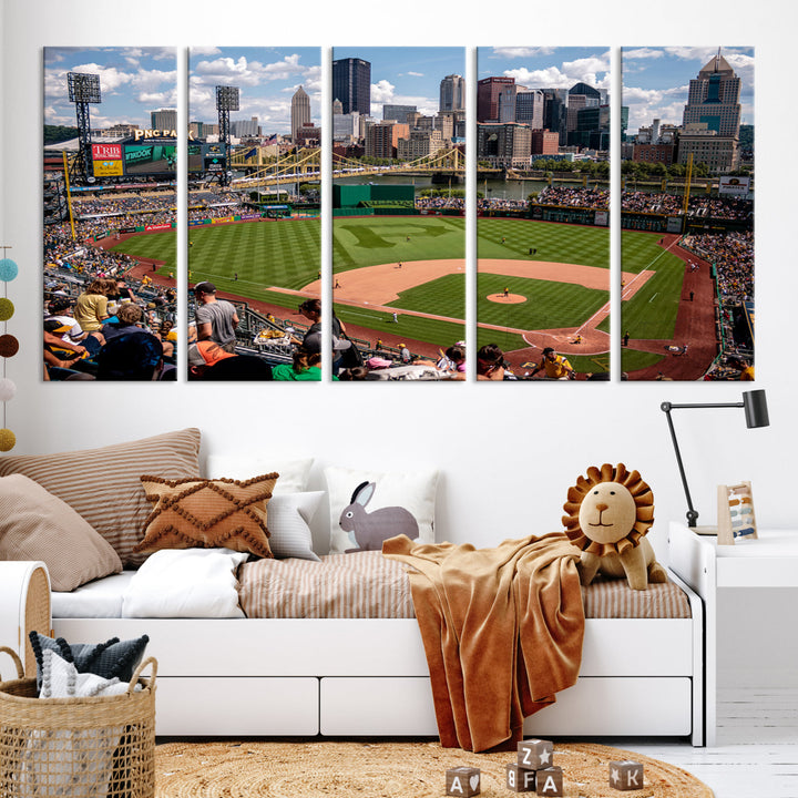 PNC Park Pittsburgh Pirates Baseball Stadium Wall Art Canvas Print, Sports Room Decor Wall Art Print, Sports Grill Bar Wall Art Print