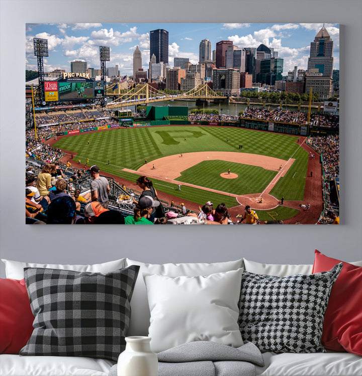 PNC Park Pittsburgh Pirates Baseball Stadium Wall Art Canvas Print, Sports Room Decor Wall Art Print, Sports Grill Bar Wall Art Print