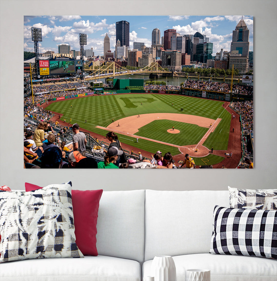 PNC Park Pittsburgh Pirates Baseball Stadium Wall Art Canvas Print, Sports Room Decor Wall Art Print, Sports Grill Bar Wall Art Print