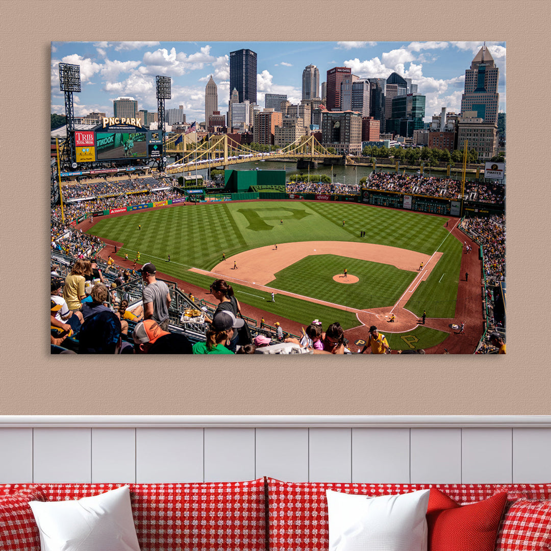 PNC Park Pittsburgh Pirates Baseball Stadium Wall Art Canvas Print, Sports Room Decor Wall Art Print, Sports Grill Bar Wall Art Print