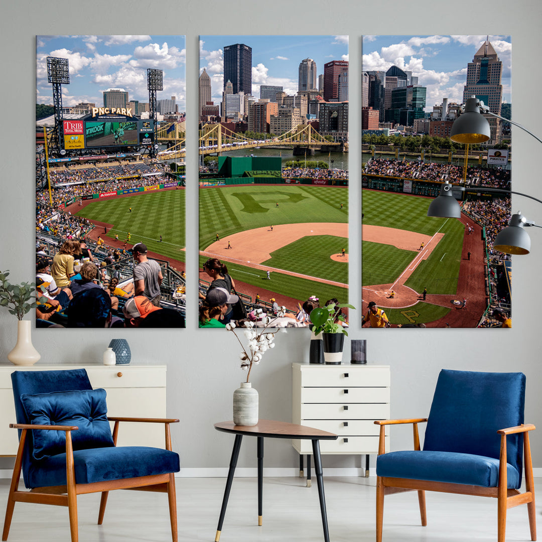 PNC Park Pittsburgh Pirates Baseball Stadium Wall Art Canvas Print, Sports Room Decor Wall Art Print, Sports Grill Bar Wall Art Print