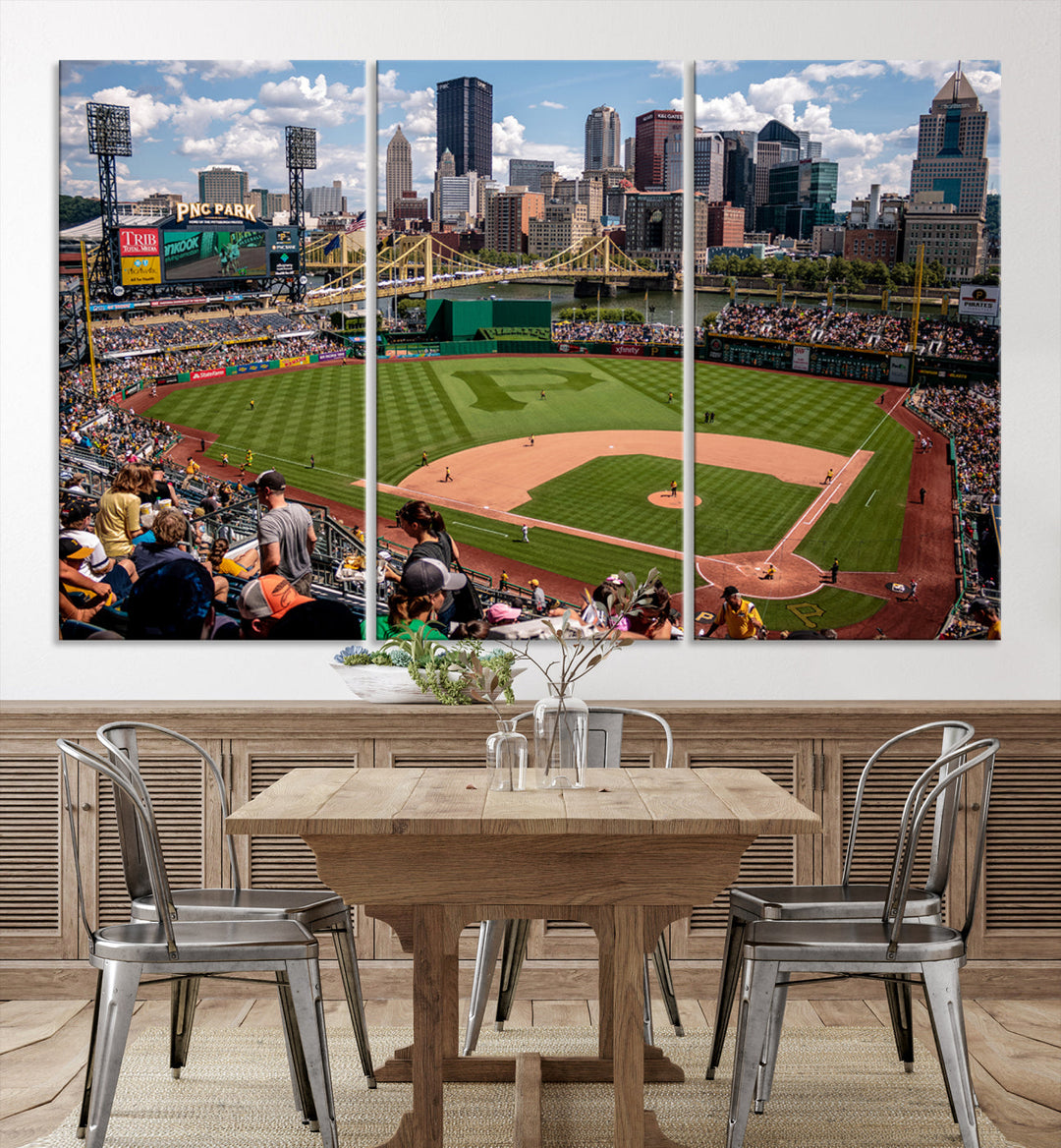 PNC Park Pittsburgh Pirates Baseball Stadium Wall Art Canvas Print, Sports Room Decor Wall Art Print, Sports Grill Bar Wall Art Print